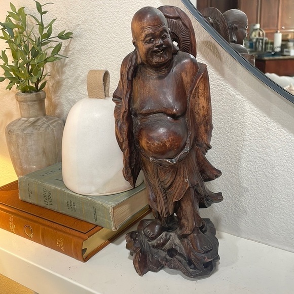 Japanese lacquered wooden Buddhist art statue vintage hand carved wood - Picture 1 of 5